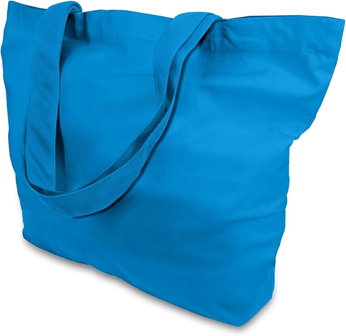TOPDesign 1-Pack Super Strong Large 12oz Cotton Canvas Tote Bag, Reusable Grocery Shopping Cloth Bag, Fashionable Two-Tone Tote for Crafts, DIY Your Creative Designs