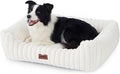 ZOMISIA Dog Bed Medium Size Dog - Large Rectangle Orthopedic Pet Bed with Fluffy Washable Cover and Anti-Slip Bottom, 30x24x9inches, Cream