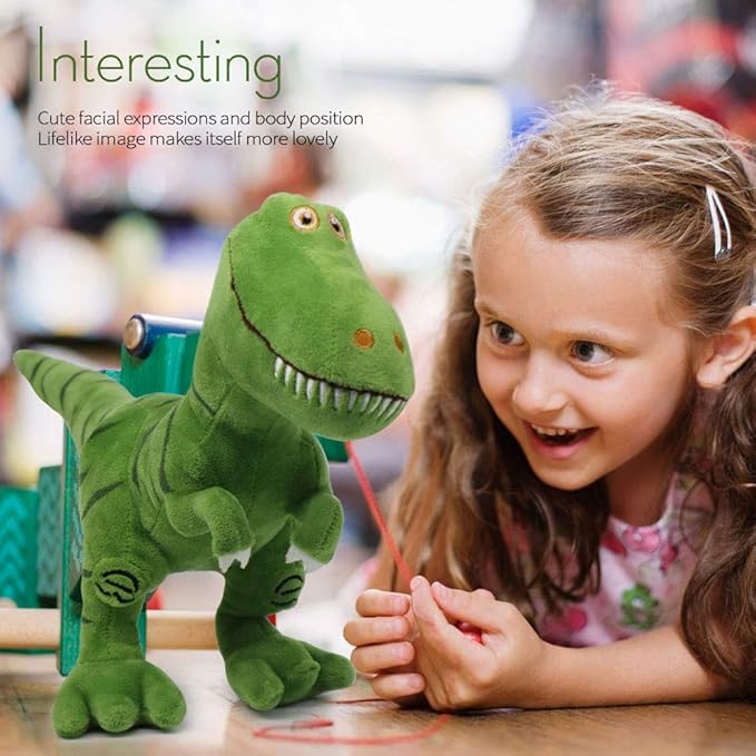 VSFNDB Stuffed Dinosaur Animal Plush Toy 11 Inches Green T-Rex Tyrannosaurus Animal Stuffed Plushies Super Soft Cute Cuddly Pillow Cushion Rex Stuff Dolls Gifts for Children Kids Boys Girls, 11Inches