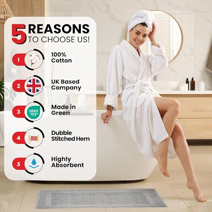 Infinitee Xclusives Premium Cotton Bath Mats for Bathroom – Pack of 2 | 34x22 Inches | Ultra Soft, Super Absorbent, Non-Slip, Machine Washable Mats (Charming Grey) [Not a Rug]