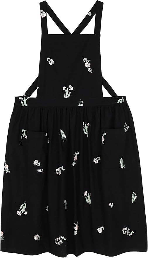 Japanese apron Women-Cross Back Apron for Women with Pockets, Pinafore Aprons, Womens Cotton Linen Apron