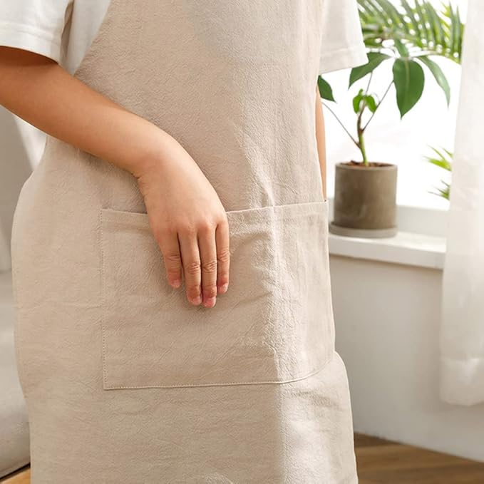 Kids Cotton Cross Back Aprons Children Chef Pure Child Apron with 2 Pockets for Baking Painting Cooking