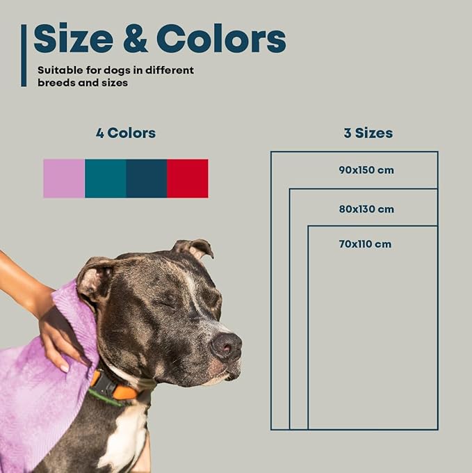 Extra Large Dog Towel Soft Absorbent Bath Pet Towels for Drying Dogs, Elastic Terry Microfiber Soft Towel, Machine Washable, Quick Dry, Multipurpose (L, XL, 2XL) (Blue, L)