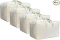 DoYiKe Soft Large Canvas Storage Bags with Zipper and Clear Window, Cotton Linen Storage for Pillows, Quilt, Blankets and Comforter, 80L, 4 Pack, Beige
