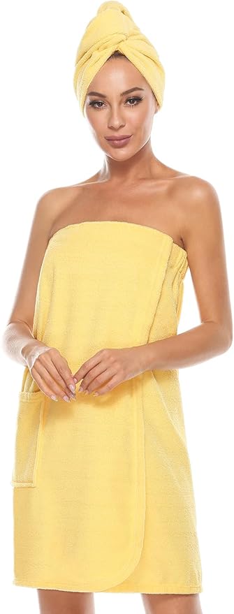Orrpally Women Shower Wrap Robe Bath Wrap Towel Spa Body Wrap Adjustable Closure Bathrobe