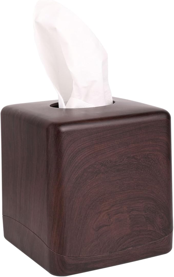 MOCHTERO Modern Tissue Box Cover,Square Tissue Holders,for Bathrooms, Bedroom, Dinner Table, Office (Peach Wood Color)