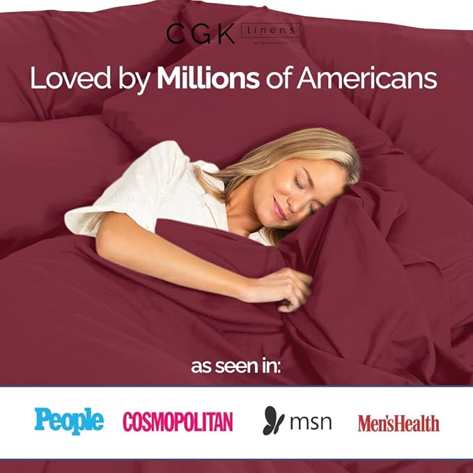 400 Thread Count Cotton Sheet Set - Cal King Size 100% Cotton Sheets - Easily Fits 8" to 16" Mattress - Silky-Soft, Wrinkle Free, Breathable & Comfy - Deep Pockets & Hotel Style Bedding Set - Burgundy