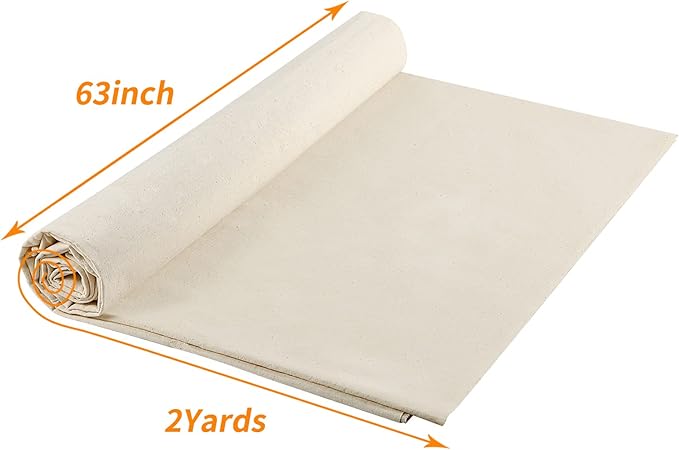 Zoblise 100% Cotton Muslin Fabric: 2 Yards x 63" Natural Color Muslin, 100% Cotton Fabric, Natural Unbleached, for Sewing Draping Material