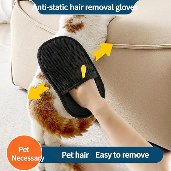 2 Pcs Pet Hair Removal Glove,Upgraded Electrostatic Pet Hair Removal Gloves - Reusable Electrostatic Dog/Cat Hair Remover Mitt & Pet Grooming Gloves for Couch,Upgraded Pet Hair Remover Glove (Black)