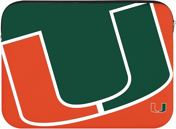 FOCO NCAA Official 15" Inch Colorblock Primary Logo Zipper Laptop Computer Sleeve Case Bag (Miami Hurricanes)