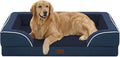 Casa Paw Orthopedic Dog Beds for Extra Large Sized Dogs, Waterproof Memory Foam XL Pet Bed with Sides 42x30Inch, Non-Slip and Egg-Crate Foam Big Dog Couch Bed with Removable Washable Cover, Navy Blue