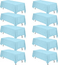 BRILLMAX 10 Pack Light Blue Tablecloths 70 x 120 Inch for 6ft or 8ft Rectangle Tables - Rectangular Bulk Linen Polyester Fabric Washable Cloth Cover for Wedding Reception Banquet Birthday Party