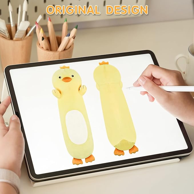 22” Long Duck Plush Body Pillow, Cute Duck Stuffed Animals, Soft Squishy Cuddly Pillow Plushies Toy Gifts for Kids Boys Girls, Birthdays, Halloween, Christmas