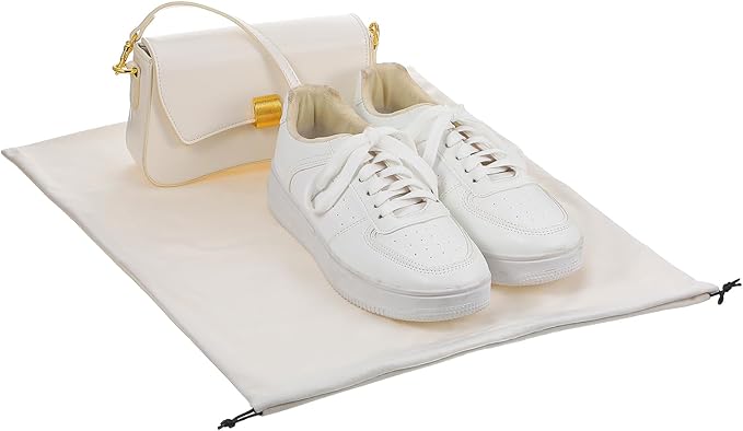 4 Pack Shoe Bags for Travel Packing - Drawstring Sneaker Travel Bags - Cotton Cloth Shoe Dust Bag for Storage & Luggage Washable Dust Cover Bag for Boots and Dress Shoes (Medium: 19"x15")