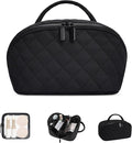 honitty Makeup Bag, Quilted Makeup Bag, Puffy Travel Make up Bags, Cosmetic Organizer Bag, Waterproof Toiletry Bag for Women