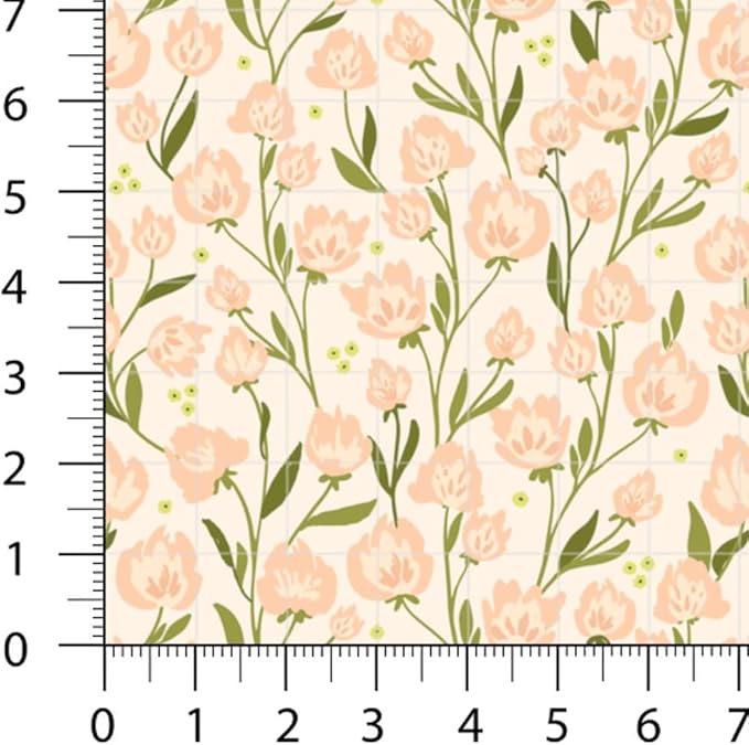 Floral Patchwork Fabric Panel 100x155 cm – 100% Cotton Satin, 6 Coordinated Yellow & Green Flower Prints on One Continuous Sheet (Assorted Florals – Yellow, Olive, Blush, 6pcs 50x50cm)