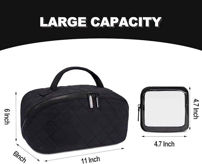 SXS LACONIC Makeup Bag,Quilted Puffer Cosmetic Bags,Travel Toiletry Bag for Women,Large Capacity Waterproof Make up Bag Set