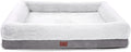 WINDRACING Orthopedic Dog Bed for Medium Dogs, Bolster Sides Dogs Sofa Bed with Removable Washable Cover & Non-Skid Bottom, Soft Pet Bed with Egg Foam Dog Couch for Sleeping, 31 x 25 Inch, Gray
