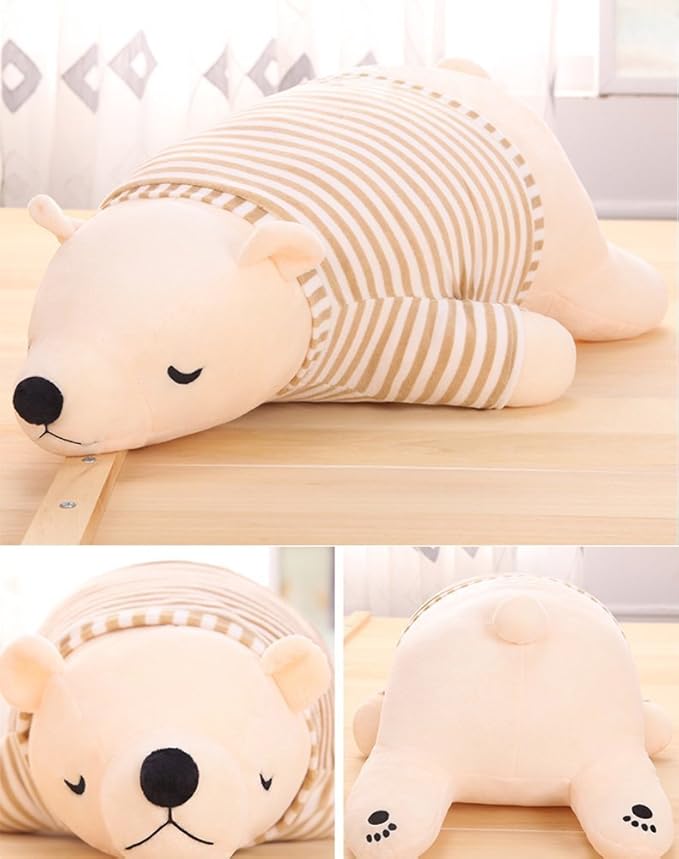 MMTTAO Stuffed Polar Bear Animal Plush Toy 24 Inch Large White Sleeping Bear Animal Stuff Soft Plushies Cute Dolls Collection Huggable Pillow Cushion Birthday Gift for Kids Child Boys Girls, 24Inches