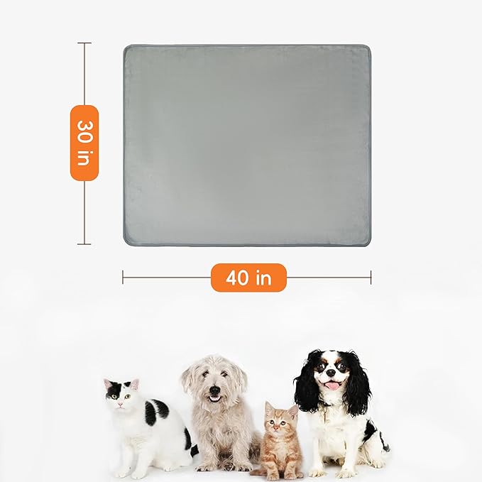 CAPT.SNOOZE Waterproof Dog Blankets Light Grey, 30"x40" Cat Blanket for Indoor Cats, Soft Fluffy Sofa Car Bed Protector, Reversible Leakproof Flannel Puppy Blanket for Small Medium Dogs