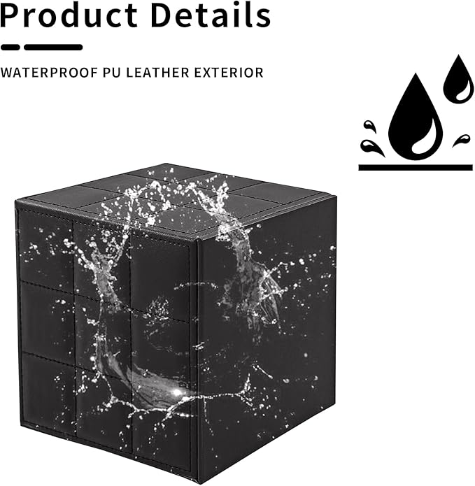 XNONE Tissue Box Cover Square Tissue Box Holder PU Leather Facial Organizer with Magnetic Bottom,Decorative Napkin Caddy for Vanity Dresser Night Stand Table Countertop Home Office Car,Black