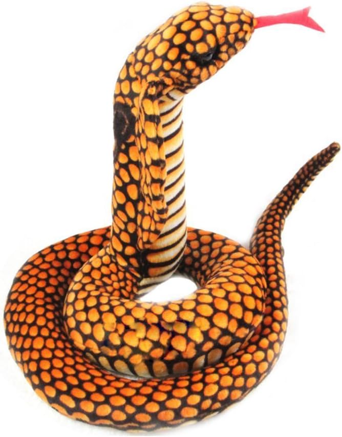 VSFNDB Stuffed Cobra Snake Animal Plush Toy 44 Inches Realistic Long Qamra The Queen Cobra Animal Stuffed Plushies Naja Nivea Cape Cobra Python Stuff Dolls Gift for Children Kids Boys Girls, 44Inches