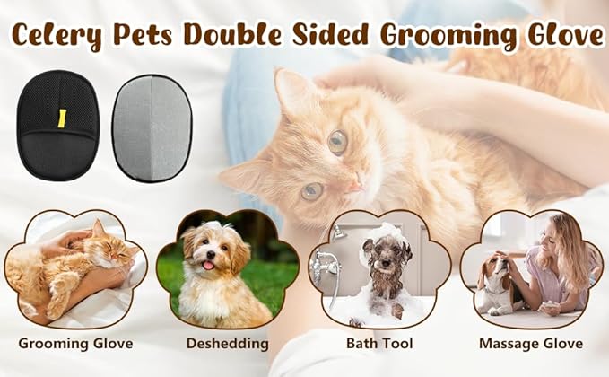 2 Pcs Pet Hair Removal Glove for Cats & Dogs: 2025-Clean Fast, Live Fur-Free. Electrostatic.