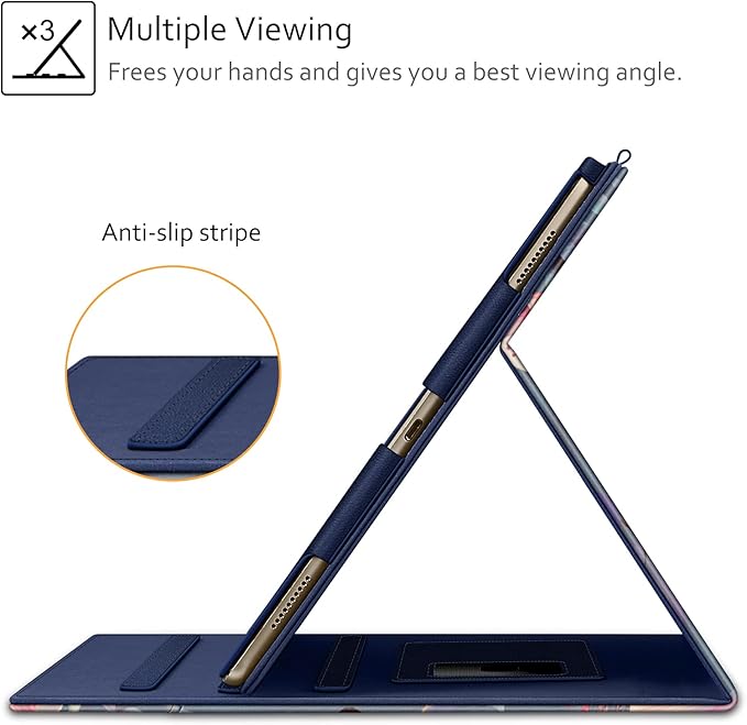 Fintie Multi-Angle Case, 2017/2015 iPad Pro 12.9 inch (Old Model) 1st & 2nd Gen Case - [Corner Protection] Folio Stand Cover with Pencil Holder & Pocket, Auto Wake/Sleep, Blooming Hibiscus