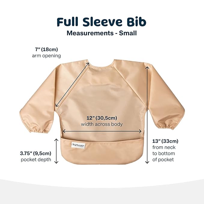 Tiny Twinkle Long Sleeve Bib for Babies & Toddlers | 2-Pack Waterproof Smock Bib for Eating | Machine Washable & Mess-Proof Feeding Essentials | Newborn Shower Gift (Sand Cinnamon,2-4Y)