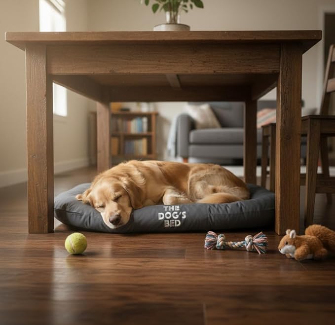 The Dog’s Bed Utility Waterproof Dog Bed, Large, Grey – Durable Outdoor Oxford Fabric, Tough YKK Zippers, Washable Removable Reversible Cover, for Home Car Crate Kennel & Yard