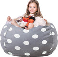 WEKAPO Stuffed Animal Storage Bean Bag Chair Cover for Kids | Stuffable Zipper Beanbag for Organizing Children Plush Toys Large Premium Cotton Canvas (Gray Dot, X-Large)