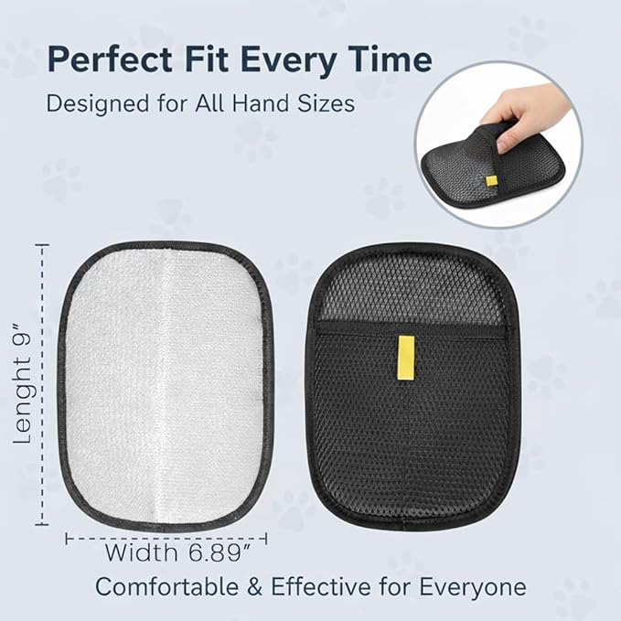 Janrie LLC Pet Hair Removal Glove, Reusable Electrostatic Hair Remover for Cat & Dog, Grooming Pet Hair Remover Tool for Clothing, Furniture, Bed Sheet, Couch, Carpet, Car Seat