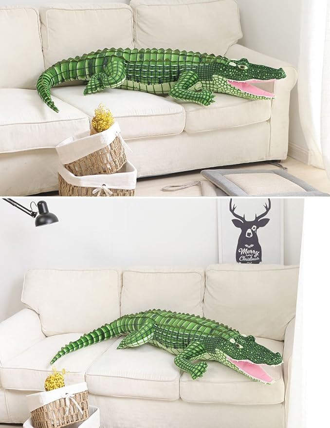 MMTTAO Alligator Plush Toy Realistic Crocodile Stuffed Animal 39 Inch Jumbo Animal Stuffed Soft Plushies Cute Dolls Collection Huggable Pillow Cushion Birthday Gift for Kids Children Boys Girls, 39''