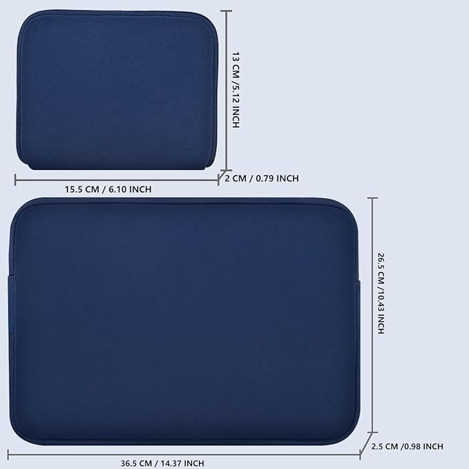 ZINMARK Laptop Sleeve Case 13-14 inch with Small Case, Neoprene Rainproof & Shockproof Cover for MacBook Pro 14" M4 M3 M2 M1 and 13.3" MacBook Air/Pro, XPS 13/14 & Most 13"-14" laptops, Blue