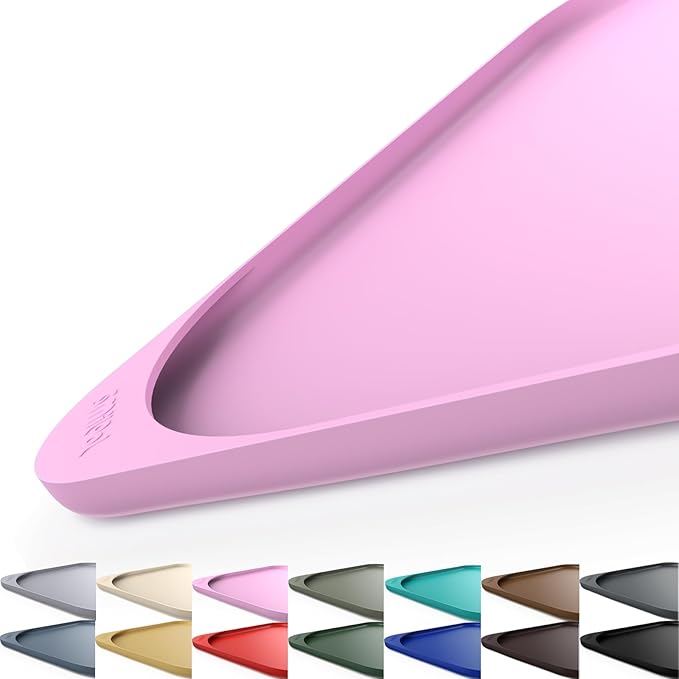Smilool Silicone Pet Food Mat with Raised Edge for Food and Water Bowl, Dog Feeding Mats, Cat Food Trays for Floor Waterproof, Rubber Tray for Dogs and Cats, 22 x 14 x 0.8 Pink