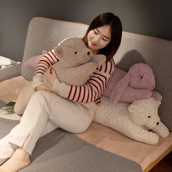 FEEZUSH Bear Plush Pillow - 47 inch Long Plush Bear - Birthday, Christmas, Valentine's Day Gift for Kids Boys Girls (White)