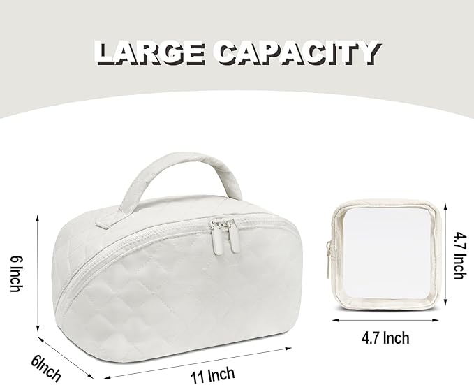 SXS LACONIC Makeup Bag,Quilted Puffer Cosmetic Bags,Travel Toiletry Bag for Women,Large Capacity Waterproof Make up Bag Set