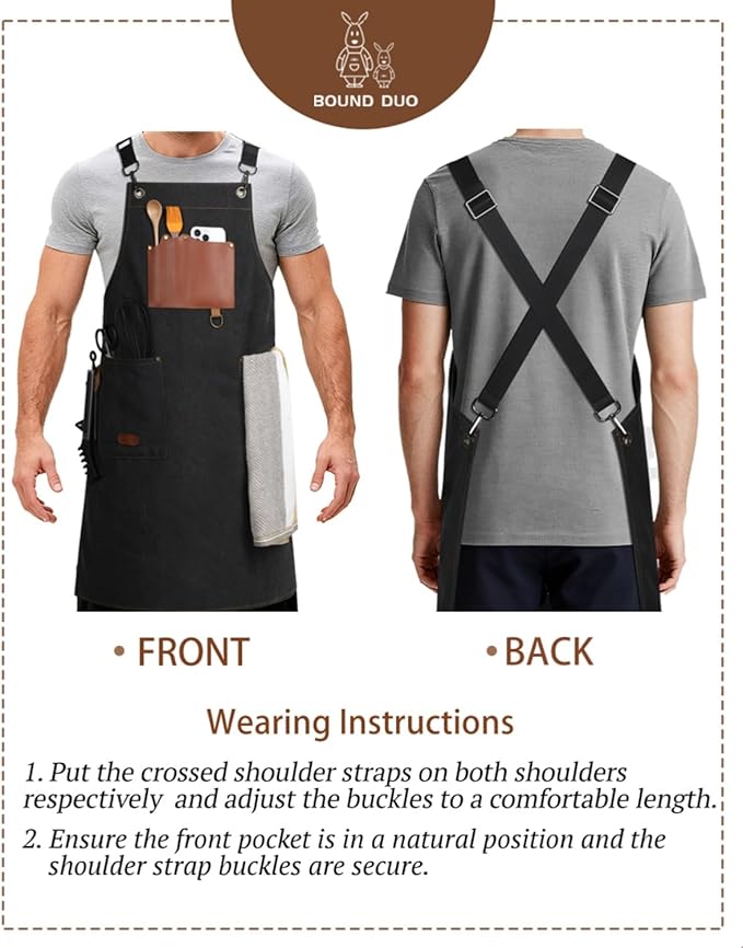 Kitchen Apron - 3 Large Pockets, Cross Back Apron With Adjustable Straps, Cooking Kitchen Chef Apron For Women And Men, Wear-Resistant & Easy To Clean.（Black）