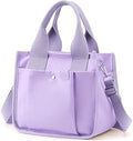 Small Canvas Tote Bag with Zipper, Canvas Multi-Pocket Crossbody Bag Purse Top Handle Satchel Handbags