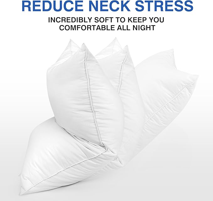 zibroges Goose Feather Pillow Queen Size Set of 2 - Soft and Firm Two Sides Optional, Down Hotel Bed Pillows for Sleeping, Fluffy Support Surround Fill Polyester for Back, Stomach, Side Sleepers
