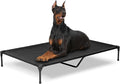 PVY Elevated Dog Bed for Outdoor, XXL Raised Dog Cot Indestructible with Washable Mesh, Cooling Summer Pet Cot Chew Proof for Outside Camping Travel, 59"x36" Black