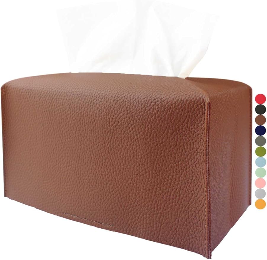 Brown Tissue Box Cover Rectangular - Plus Size Large Tissue Box Cover Rectangle [JESMINI] Faux Leather Tissue Box Holder Long for Extra Large Rectangle Facial Tissue Box