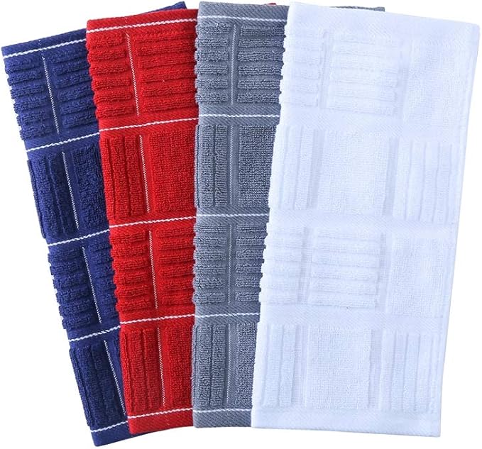 Glynniss Kitchen Dish Cloths for Washing Dishes, Cotton Dish Rags for Drying Cleaning, Pack of 8 Dishcloths (red, 12x12 inches)