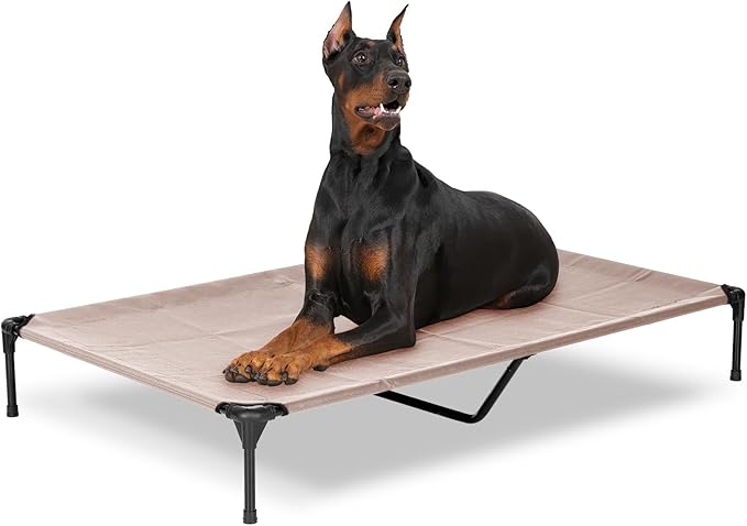 PVY Elevated Dog Bed for Outdoor, XXL Raised Dog Cot Indestructible with Washable Mesh, Cooling Summer Pet Cot Chew Proof for Outside Camping Travel, 59"x36" Grey