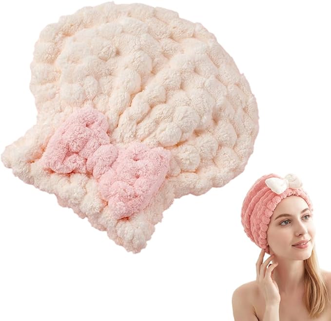 OZDOZD Super Absorbent Hair Towel Wrap for Women, 2026 Upgraded Microfiber Hair Towel, Quick Drying, Soft & Lightweight, Hair Turban Wrap with Bow for Wet Hair (White)