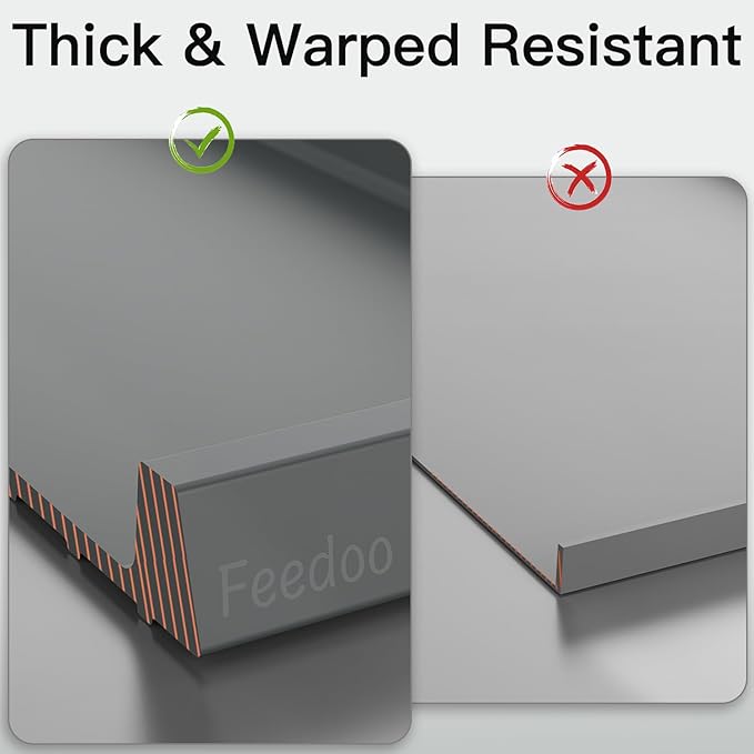 Feedoo Pet Feeding Mat [Warped Resistant Raised Edge], Water-Proof Silicone Placement for Food Water Bowls, Anti-Slip Base Protect Floor, BPA-Free&Dishwasher-Safe [28.5x16.5inch XL, Gray]