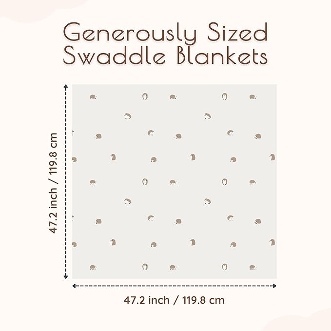 Muslin Swaddle Blankets Baby Blanket Set, 3 Pack 47"x47" Breathable Swaddles for Newborns, Soft Baby Swaddle Blanket Girl Boy, Muslin Blankets and Swaddles for Babies, Nursery Gift Set Neutral Rainbow