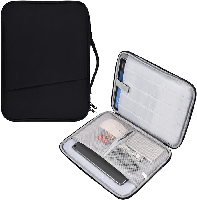 12-12.9 Inch Tablet Sleeve Bag for 12.4" Samsung Galaxy Tab S10+ S9+ Plus/S8+/S7+ Plus/S7 FE,2025 13" iPad Air M3 M2/iPad Pro M5 M4/Pro 12.9"/Microsoft Surface Go 2 12.4"/Pro 11 10 Carrying Case-Black