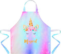 Sylfairy Aprons for Kids Girls Rainbow Unicorn Apron Children Kitchen Chef Aprons Smock (Unicorn B, Medium,6-12Years)