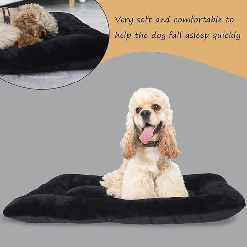 36x23 Dog Crate Bed for Medium Large Dogs Washable,Dog Bed for Crate 36 Inch Fits Dogs Breeds Up to 50 Lbs,Ultra Soft Pet Mattress Pad for Cozy Sleeping Mat with Anti-Slip Bottom,Black